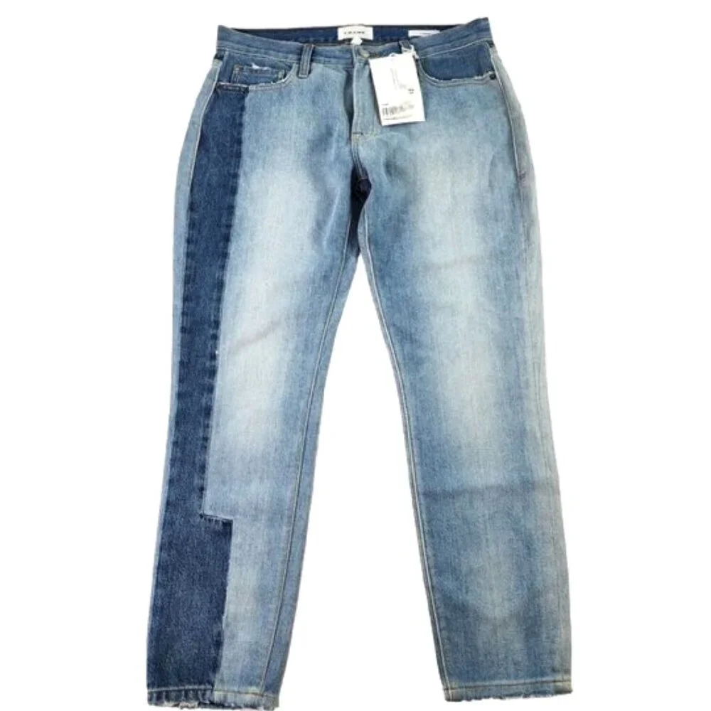 Frame Dinsmore Le Garcon Mix Media Blue Fade  Denim Mid Rise Straight